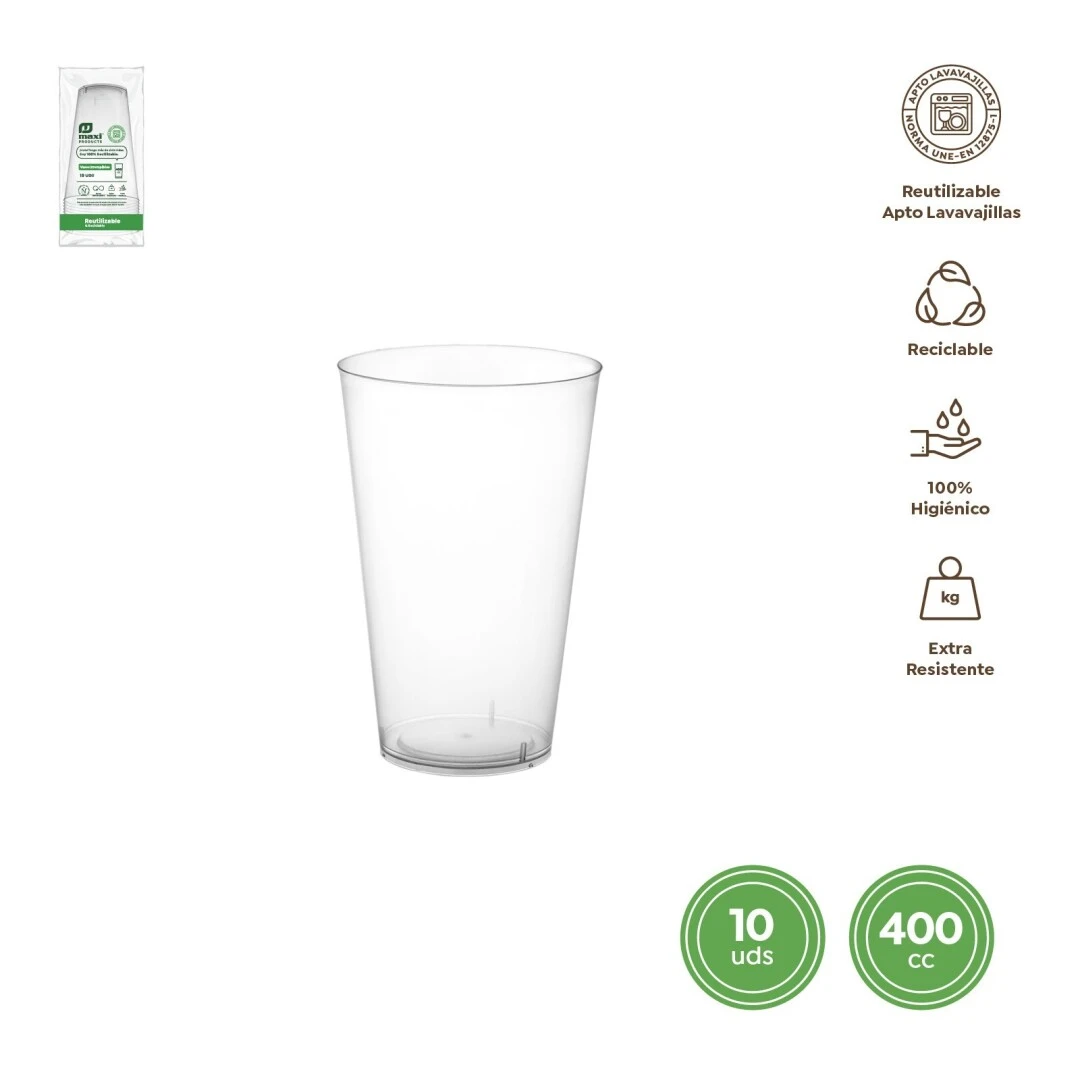 10 Copos Transparentes Extra Forte 400ml - Image 2