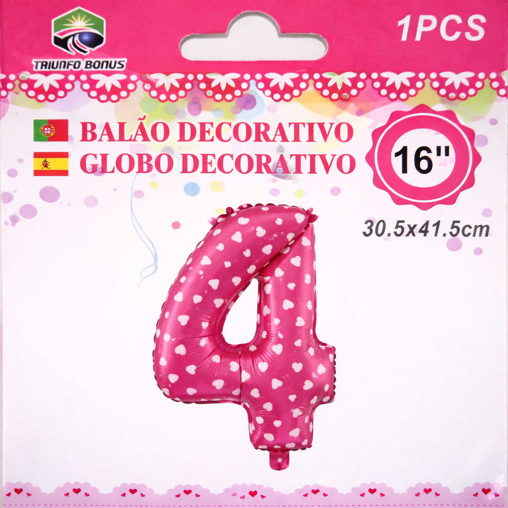 Balão de Número Rosa nº4 16“ - Image 2