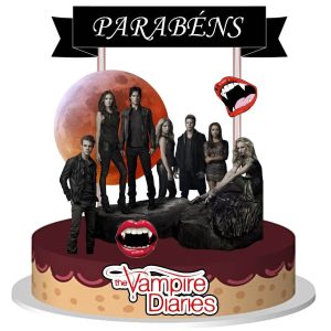 Topo de Bolo em Papel Diário Vampiro