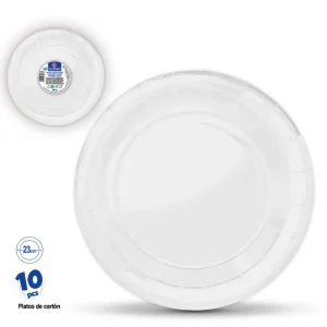 10 Pratos Branco de Papel 23cm